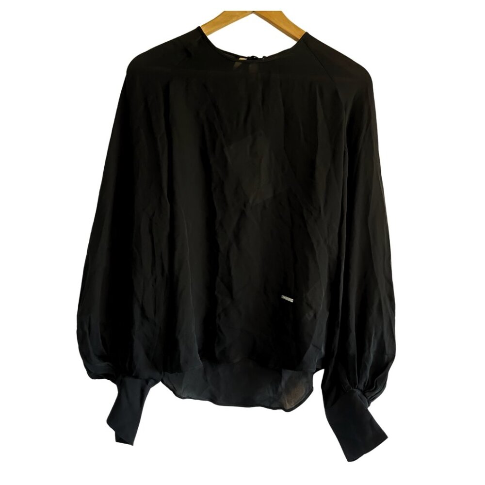 DSQUARED2 100% Silk Chiffon Blouse Black Size XS (IT 38) NWT